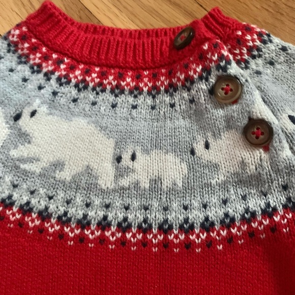 Baby Boden 18-24M Red Fair Isle Polar Bear Sweater w/cashmere - Picture 2 of 4